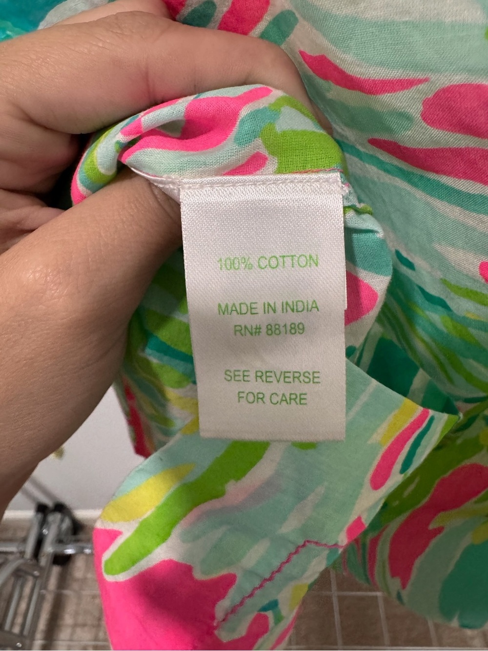 Lilly Pulitzer Amelia Island pink green Cotton Tunic Top Tropical Storm Print XS - Picture 8 of 9